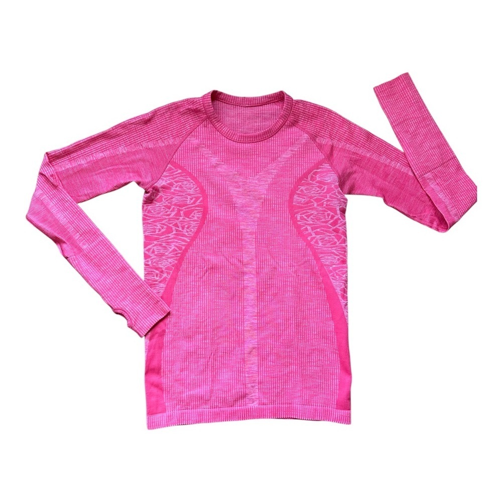 Lululemon Pink Ribbed Long Sleeve Fitted Tank  Sz: Est. Small